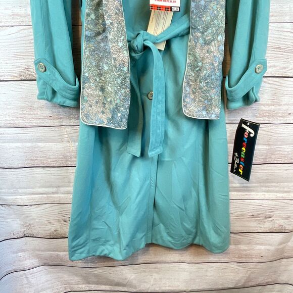 Vintage 1960s Forecaster of Boston Trench Rain Coat Size 13/14 Blue Scarf - Picture 4 of 14